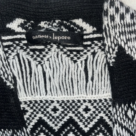 NANETTE LEPORE The Canyon Cardigan Aztec & Fringe Decor Long Sleeve Sweater NWT - Picture 3 of 5
